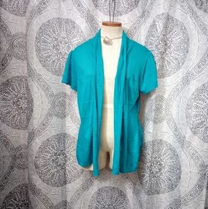 Cato Teal Cardigan Lightweight Open Front Size Medium